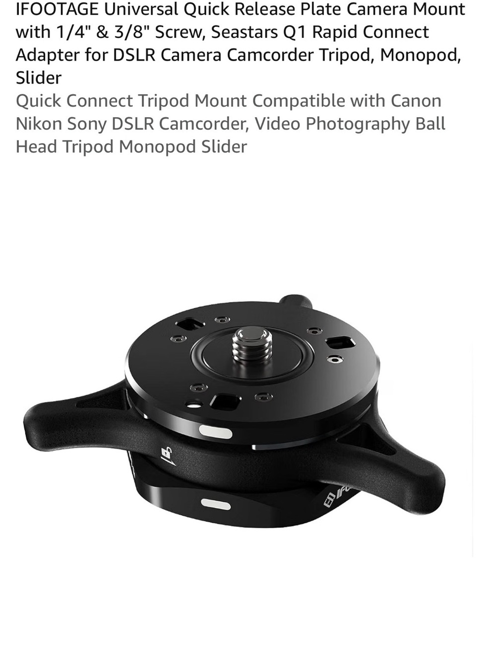 IFOOTAGE Universal Quick Release Plate Camera Mount